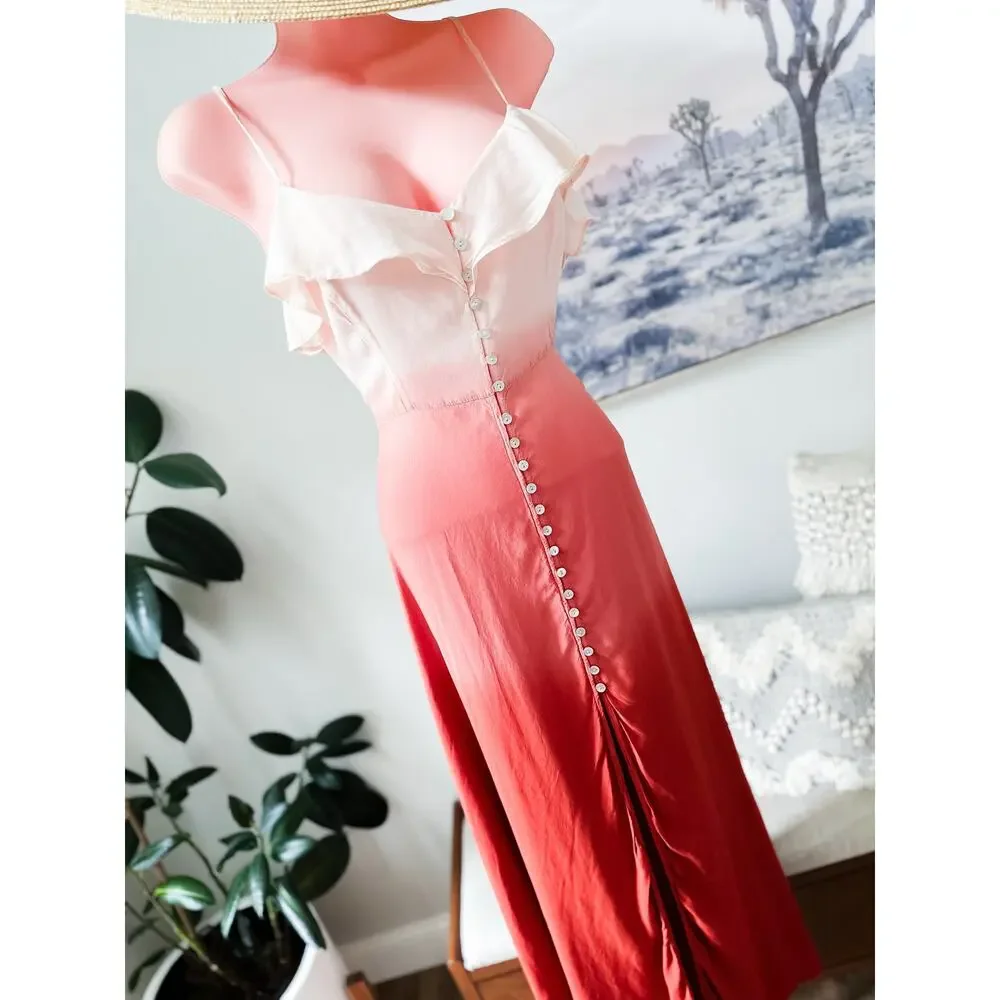 Whispers of Sunset Glow of Firelight ombré open back button front maxi dress - Picture 3 of 7